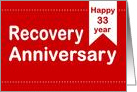 33 Year, Red Ticket, Happy Recovery Anniversary card