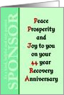 Sponsor, 44 year, Happy Recovery Anniversary card