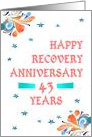 43 Years, Happy Recovery Anniversary, star studded card