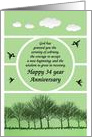 34 Years, Happy Recovery Anniversary, green sky card