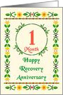 1 Month, Happy Recovery Anniversary, Art Nouveau style card