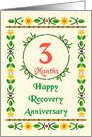 3 Month, Happy Recovery Anniversary, Art Nouveau style card