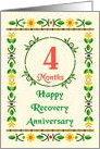 4 Month, Happy Recovery Anniversary, Art Nouveau style card
