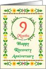 9 Month, Happy Recovery Anniversary, Art Nouveau style card