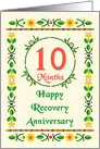 10 Month, Happy Recovery Anniversary, Art Nouveau style card