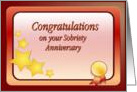 Congratulations, Sobriety Anniversary, Stars, Medallion card