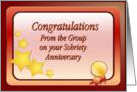 Congratulations, From the Group, Sobriety Anniversary, Stars, card