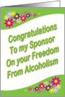 Congratulations To my Sponsor, on your Freedom From Alcoholism card