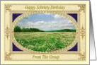 Happy Sobriety Birthday, From the Group, Field of flowers, card
