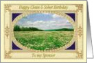 Happy Clean & Sober Birthday, To my Sponsor, Field of flowers, card