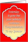 Sobriety Continues, Congratulations, Happy Anniversary,To my Sponsor card