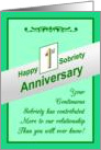 Happy FIRST YEAR,Sobriety Anniversary, card