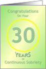 30 Years of Continuous Sobriety, Congratulations card