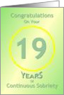 19 Years of Continuous Sobriety, Congratulations card