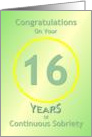 16 Years of Continuous Sobriety, Congratulations card