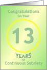 13 Years of Continuous Sobriety, Congratulations card