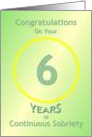 6 Years of Continuous Sobriety, Congratulations card