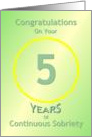 5 Years of Continuous Sobriety, Congratulations card