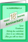 Happy EIGHTEEN YEAR, Sobriety Anniversary, card