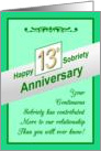 Happy THIRTEEN YEAR, Sobriety Anniversary, card