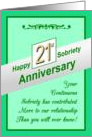 Happy TWENTY FIRST YEAR, Sobriety Anniversary, card