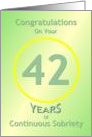 Congratulations, 42 Years, Happy Recovery Anniversary , card