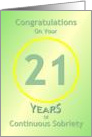 Congratulations, 21 Years, Happy Recovery Anniversary , card