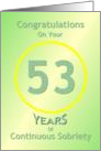 Congratulations, 53 Years, Happy Recovery Anniversary , card