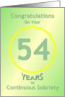 Congratulations, 54 Years, Happy Recovery Anniversary , card