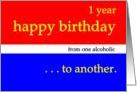 1 Year Happy Birthday red white blue card