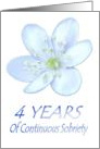 4 YEARS of Continuous Sobriety, Happy Birthday, Pale Blue flower card