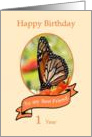 1 Year Addiction Recovery For Friend, Beautiful Butterfly card