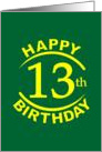 13 Year Happy Birthday card