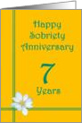 7 year Happy Sobriety Anniversary, White Flower card