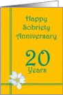 20 year Happy Sobriety Anniversary, White Flower card