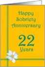 22 year Happy Sobriety Anniversary, White Flower card