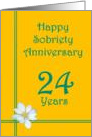 24 year Happy Sobriety Anniversary, White Flower card