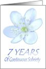 7 YEARS of Continuous Sobriety, Happy Birthday, Pale Blue flower card