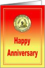 9 Year, Medallion Happy Anniversary card