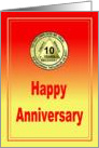 10 Year, Medallion Happy Anniversary card