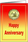 12 Year, Medallion Happy Anniversary card