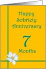 7 Month Happy Sobriety Anniversary, White Flower card