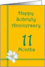 11 Month Happy Sobriety Anniversary, White Flower card