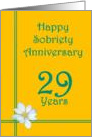 29 Years Happy Sobriety Anniversary, White Flower card