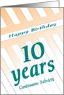10 Years Happy Birthday Continuous Sobriety card