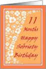 11 Month Happy Sobriety Birthday card