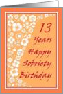 13 Years Happy Sobriety Birthday card