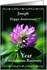 Happy Recovery Anniversary Purple flower card