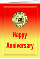 28 Year, Medallion Happy Anniversary card
