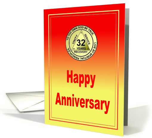 32 Year, Medallion Happy Anniversary card (1000943)